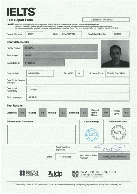 ielts results sample